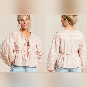Free People Brunch Babe Blouse Size S NWT Color Pink Yellow